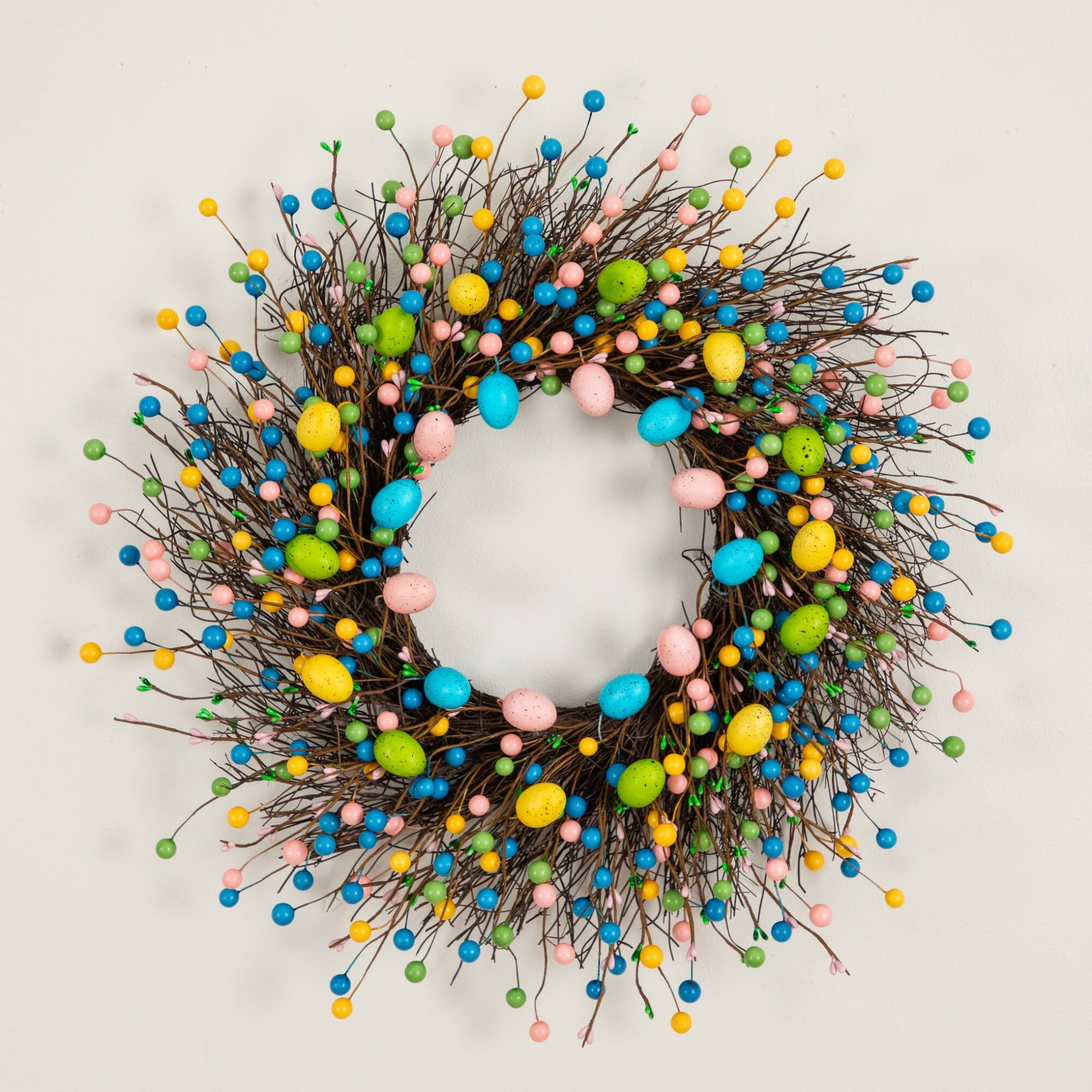 24" Artificial Easter Egg Twig Wreath